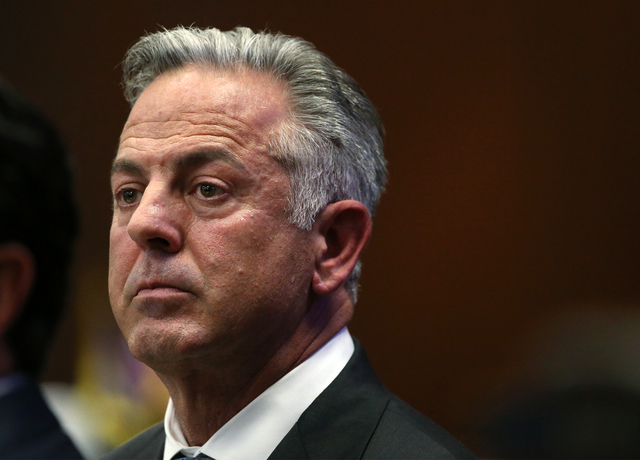 Clark County Sheriff Joseph Lombardo listens to testimony during a special session at the Legislative Building in Carson City, Nev. on Thursday, Oct. 13, 2016. Lawmakers are considering a measure  ...