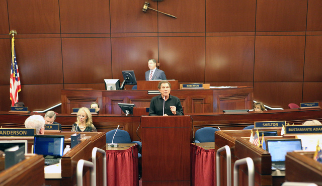 Steve Wynn, CEO of Wynn Resorts, speaks in favor of the stadium proposal at the special session of the Nevada Legislature on Monday, Oct. 10, 2016, in Carson City. Heidi Fang/Las Vegas Review-Journal