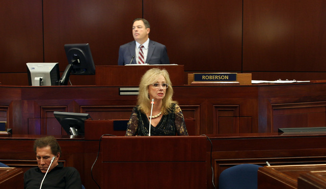 Caesars Entertainment executive vice president Jan Jones Blackhurst speaks at the special legislative session in Carson City on Oct. 10, 2016. Heidi Fang/Las Vegas Review-Journal Follow@heidifang