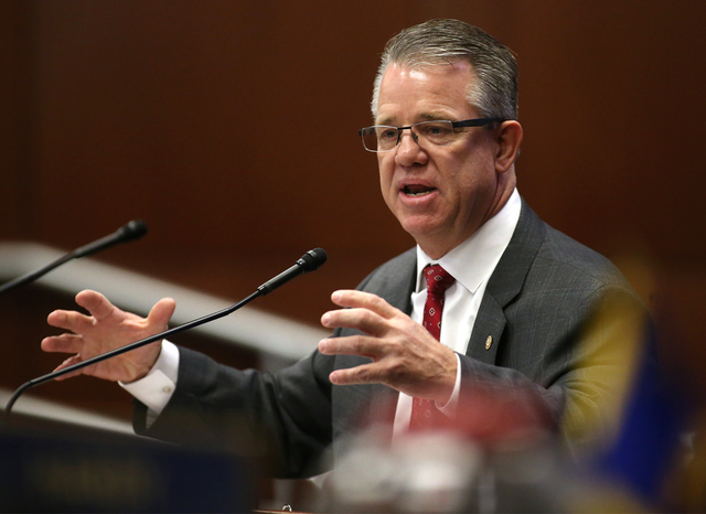 William Stanley, with the Southern Nevada Building & Construction Trade Council, speaks during a Committee of the Whole during a special session at the Nevada Legislature in Carson City, Nev.  ...