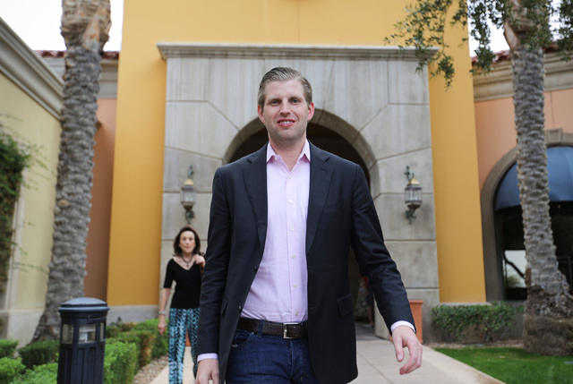Eric Trump leaves Siena Golf Club after a presidential campaign rally in support of his father in Las Vegas on Friday, Oct. 28, 2016. Brett Le Blanc/Las Vegas Review-Journal Follow @bleblancphoto