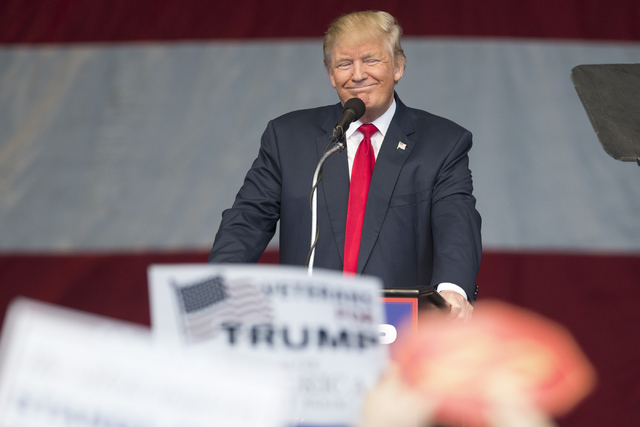 Republican presidential nominee Donald Trump speaks during a campaign rally at the Henderson Pavilion on Wednesday, Oct. 5, 2016. (Erik Verduzco/Las Vegas Review-Journal Follow @Erik_Verduzco)