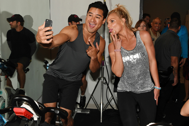 Mario Lopez and Britney Spears ‘selfie’ before charity cycle ride. (Denise Truscello)