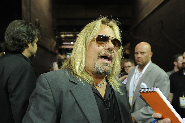 Vince Neil is seen before the start of a Las Vegas Outlaws arena football game at the Thomas & Mack Center in Las Vegas on May 4, 2015. (Josh Holmberg/Las Vegas Review-Journal)