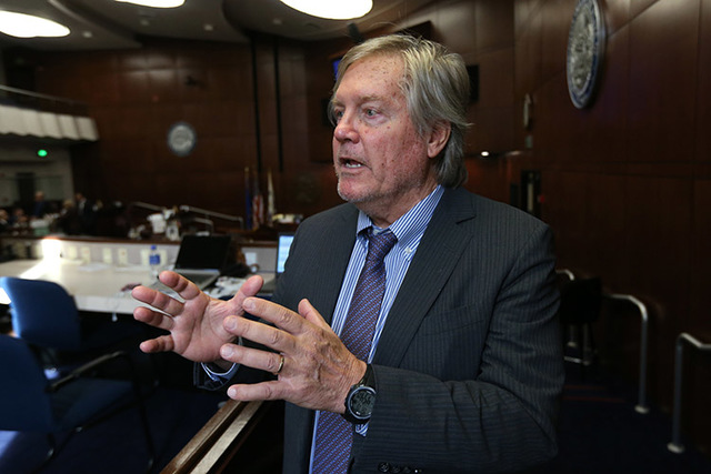 Nevada Sen. Tick Segerblom, D-Las Vegas, talks during a break in the special session at the Legislative Building in Carson City, Nev. on Thursday, Oct. 13, 2016. Segerblom said Republicans might r ...