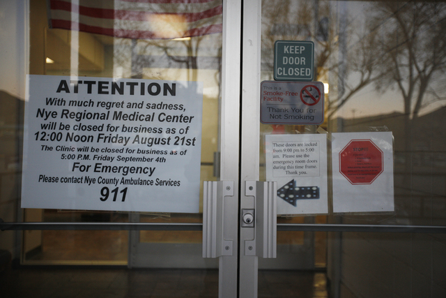 The front doors of the closed Nye Regional Medical Center is seen on Friday, Nov. 18, 2016, in Tonopah, Nev. Rachel Aston/Las Vegas Review-Journal Follow @rookie__rae