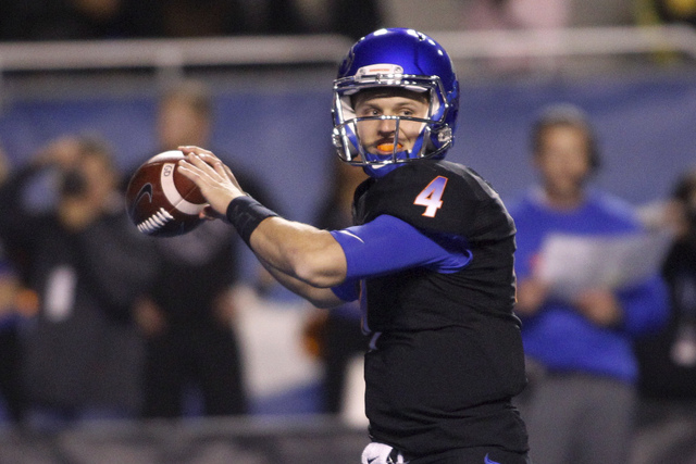Boise State quarterback Brett Rypien looks to throw during the first half of an NCAA college football game against San Jose State in Boise, Idaho, Friday, Nov. 4, 2016. (Otto Kitsinger/AP)