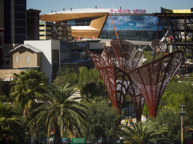 A view of The Park and T Mobile Arena between New York-New York and Monte Carlo is seen on Thursday, March 24, 2016. (Jeff Scheid/Las Vegas Review-Journal Follow @jlscheid)