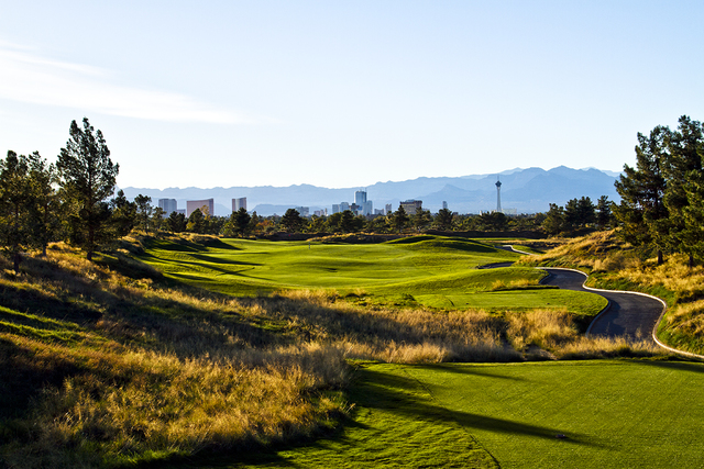 BRIAN OAR - FAIRWAYS PHOTOGRAPHY
The 12th hole at the Royal Links Golf Club offers a view of the Strip.