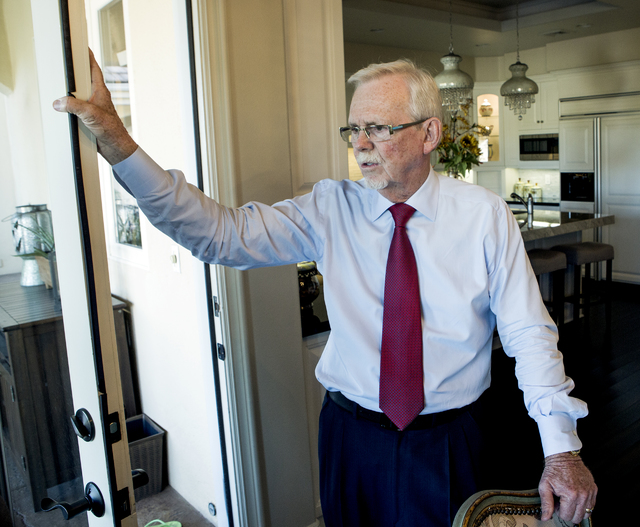 Gaming attorney and resident Frank Schreck discusses the proposed land rezoning while standing  inside his home at Badlands Golf Course on Monday, Nov, 7, 2016. Jeff Scheid/Las Vegas Review-Journa ...