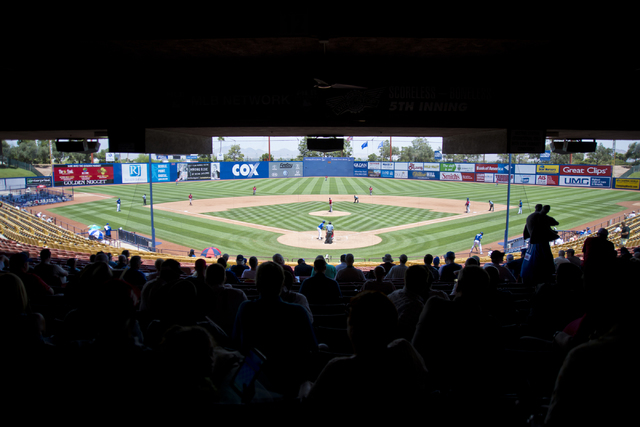 Fans stay cool in the shade during the Las Vegas 51s baseball game against the Tacoma Rainiers at Cashman Field June 7, 2016. View file photo