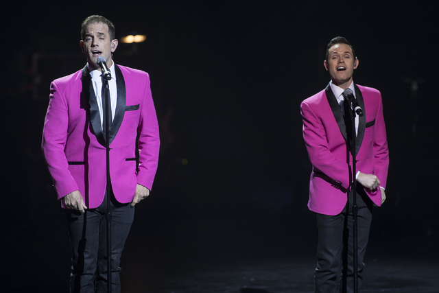 Toby Allen, right, and Andrew Tierney, from the Human Nature show, perform during the Best of Las Vegas Show at The Venetian Las Vegas hotel-casino on Saturday, Nov. 5, 2016. Loren Townsley/Las Ve ...