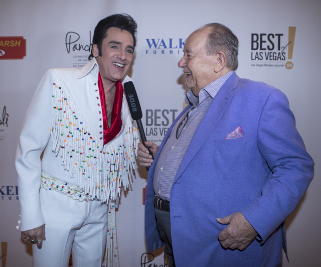 Steve Connolly, left, speaks with Robin Leach on the red carpet before the Best of Las Vegas Show at The Venetian Las Vegas hotel-casino on Saturday, Nov. 5, 2016. Loren Townsley/Las Vegas Review- ...