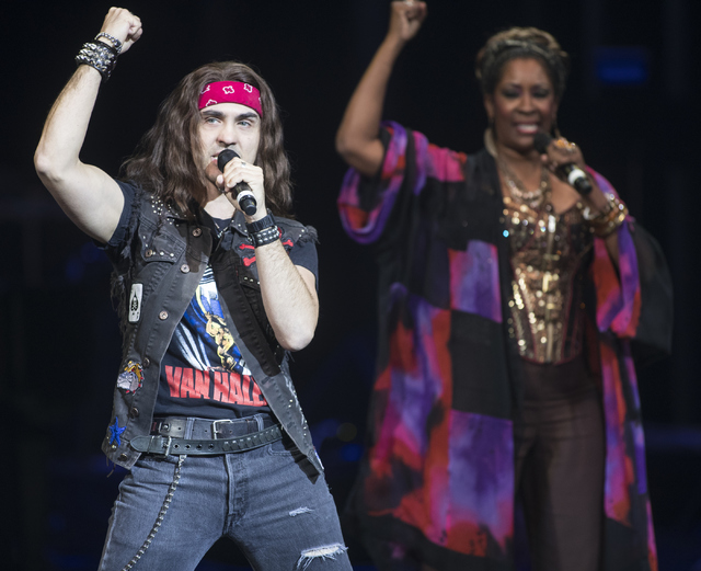 Paul Johnson, left, and Deidre Lang, from the Rock of Ages show, perform during the Best of Las Vegas Show at The Venetian Las Vegas hotel-casino on Saturday, Nov. 5, 2016. Loren Townsley/Las Vega ...