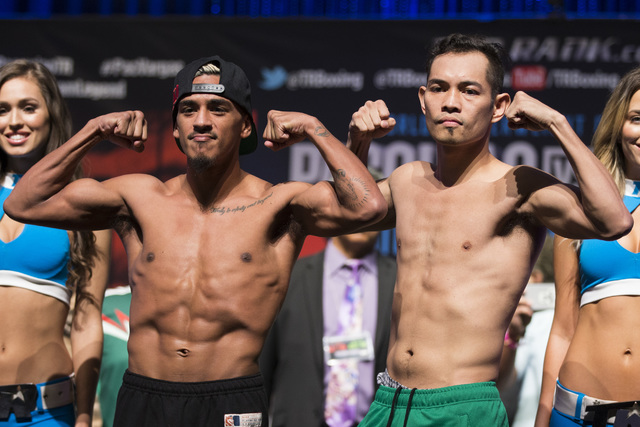 Jessie Magdaleno, left, and Nonito Donaire pose during their weigh-in at the Wynn Las Vegas hotel-casino on Friday, Nov. 4, 2016, in Las Vegas. Erik Verduzco/Las Vegas Review-Journal Follow @Erik_ ...