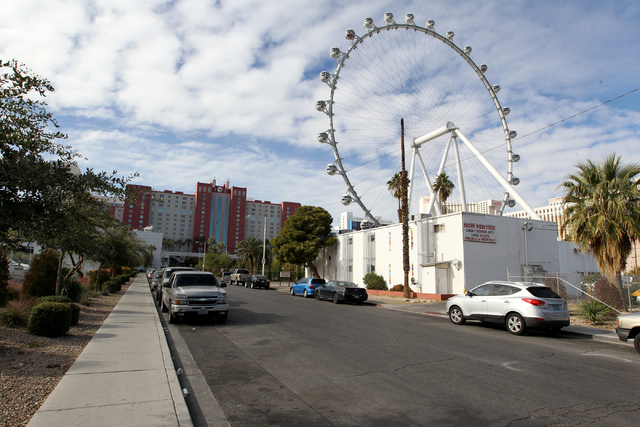 Free street parking on Albert Avenue adjacent to The Linq in Las Vegas on Wednesday, Nov. 30, 2016. Caesars Entertainment Corp. announced Tuesday it will begin phasing in a paid parking initiative ...