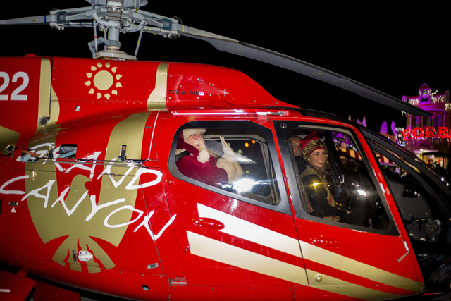 Santa arrives for the 25th annual tree lighting ceremony at Opportunity Village in a helicopter, Friday, Nov. 25, 2016, Las Vegas. Elizabeth Page Brumley/Las Vegas Review-Journal Follow @ELIPAGEPHOTO