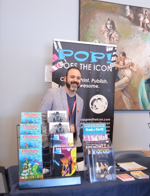 Pop! Goes the Icon founder Pj Perez mans his table at the Vegas Valley Comic Book Festival. Perez was also responsible for organizing the Geekapaloza after-party concert. (Ginger Meurer/Special to ...