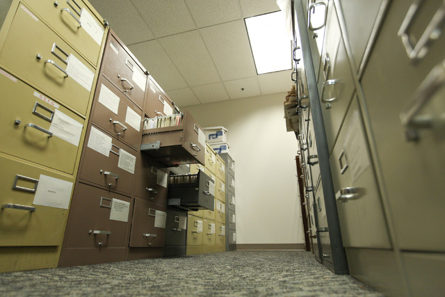 File cabinets full of public records will be digitized at the Clark County Government Center in Las Vegas on Tuesday, Nov. 22, 2016. Brett Le Blanc/Las Vegas Review-Journal Follow @bleblancphoto