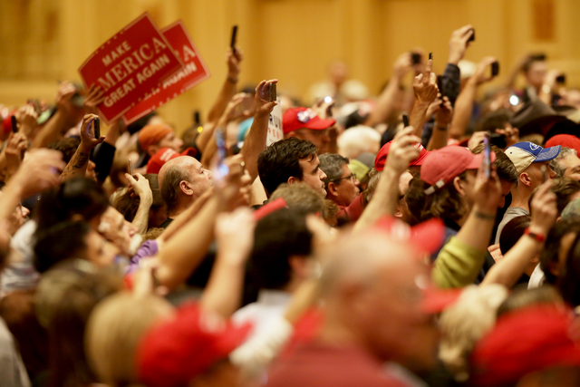 The crowd at a Donald Trump rally on Sunday, Oct. 30, 2016 at the Venetian in Las Vegas. Rachel Aston/Las Vegas Review Journal Follow @rookie__rae