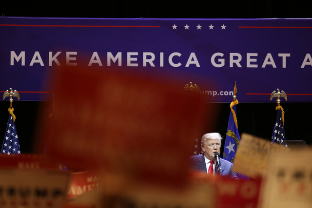 Republican presidential candidate Donald Trump addresses the crowd at a rally on Sunday, Oct. 30, 2016, at the Venetian in Las Vegas. Rachel Aston/Las Vegas Review Journal Follow @rookie__rae