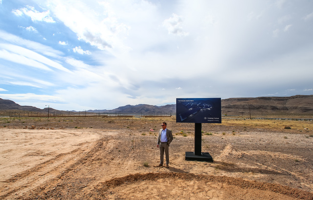 Faraday Future Vice President of Manufacturing Dag Reckhorn waits for others during the groundbreaking for the company's planned 900-acre manufacturing site in North Las Vegas on Wednesday, April  ...