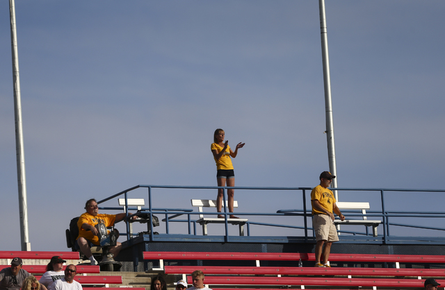 Wyoming fans cheer during a football game against UNLV at Sam Boyd Stadium in Las Vegas on Saturday, Nov. 12, 2016. UNLV defeated Wyoming 69-66 in triple overtime. Chase Stevens/Las Vegas Review-J ...