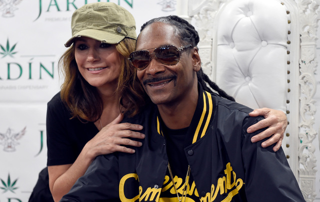 Cissy Britt, left, poses with rapper Snoop Dogg at Jardin cannabis dispensary Friday, Nov. 11, 2016, in Las Vegas. David Becker/Las Vegas Review-Journal Follow @davidjaybecker