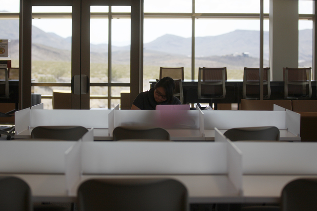 Christina Henares studies in the Marydean Martin library on Wednesday, June 29, 2016, at Nevada State College in Henderson. (Rachel Aston/Las Vegas Review-Journal) Follow @rookie__rae