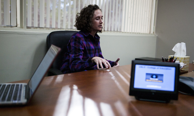 Dr. Jori Beck, an assistant professor of teaching and learning, talks to a reporter at UNLV's College of Education in Las Vegas, on Friday, Nov. 18, 2016. (Miranda Alam/Las Vegas Review-Journal Fo ...