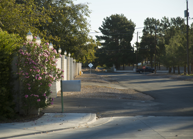 Smoke Tree Lane near Sunset Park in Las Vegas is seen at sunrise on Saturday, Nov. 5, 2016. Residents in the area say that peacocks routinely swarm the area causing a nuisance. (Daniel Clark/Las V ...