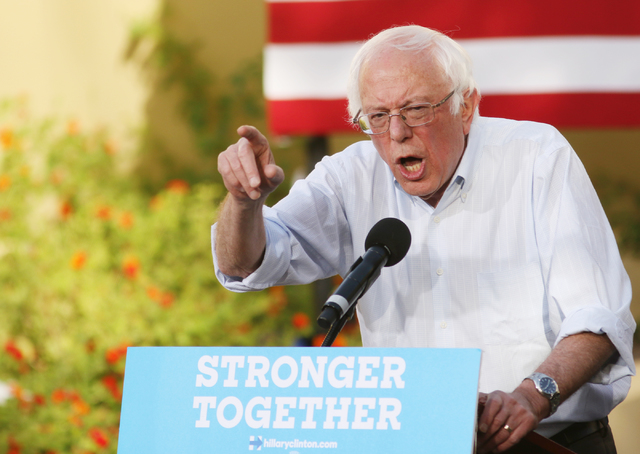 Vermont Sen. Bernie Sanders speaks at a rally at College of Southern Nevada, Sunday, Nov. 6, 2016, in North Las Vegas. Some 700 people attended the rally to support Democratic presidential candida ...