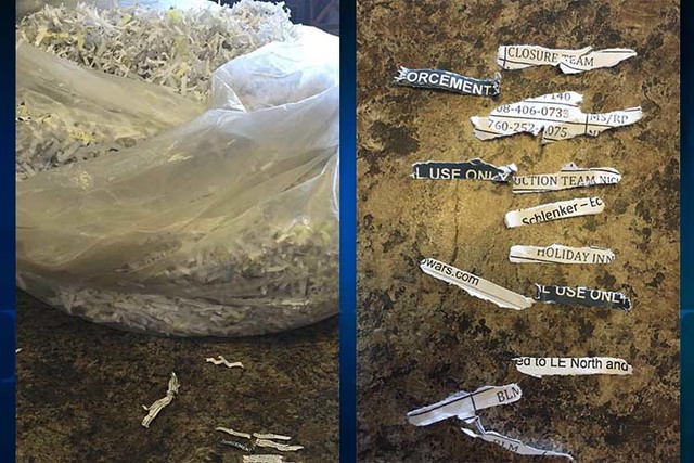 These shredded Bureau of Land Management documents were recovered by Ammon Bundy’s defense team after the Bunkerville standoff in April 2014. (Keith Gordon)