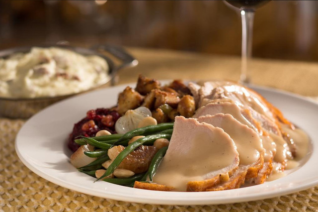 The Capital Grille at Fashion Show Mall is serving roasted turkey with brioche stuffing, French green beans, Sam’s Mashed Potatoes and cranberry-pear chutney for Thanksgiving. (Twitter)