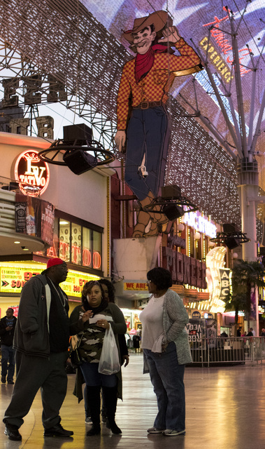Vegas Vic on the Fremont Street Experience in downtown Las Vegas, on Tuesday, Nov. 29, 2016. Miranda Alam/Las Vegas Review-Journal Follow @miranda_alam