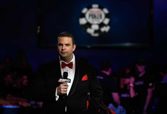 WSOP tournament director Jack Effel gets ready to start the final table at the 2016 World Series of Poker Main Event at the Rio hotel-casino, Tuesday, Nov. 1, 2016, in Las Vegas. David Becker/Las ...