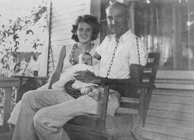 Patrick William Tierney and his wife, Hazel, show off their newborn son, Patrick Gregory, in an undated photo from 1932. (Boulder City/Hoover Dam Museum)
