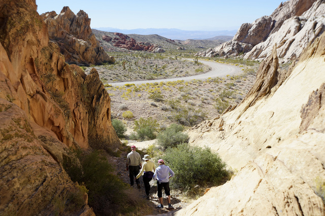 Hikers enjoy the desert in the Gold Butte region Saturday, Oct. 15, 2016, northeast of Las Vegas. (Sam Morris/Las Vegas News Bureau)