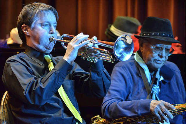 Bill King, left, performs with Jazzin’ Jeanne Brei and the Speakeasy Swingers at the Italian American Club at 2333 E. Sahara Ave. in Las Vegas on Thursday, June 2, 2016. Bill Hughes/Las Veg ...