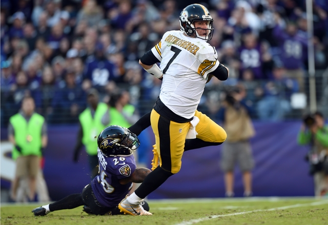 Baltimore Ravens cornerback Jerraud Powers sacks Pittsburgh Steelers quarterback Ben Roethlisberger in the second half of an NFL football game, Sunday, Nov. 6, 2016, in Baltimore. Baltimore won 21 ...