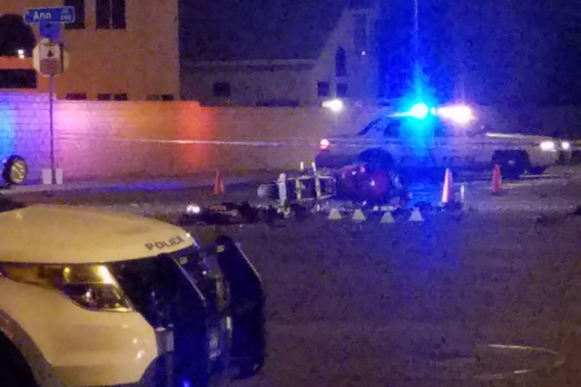 The scene of a fatal three-vehicle accident on Thursday, Dec. 1, 2016. (Mike Shoro/Las Vegas Review-Journal) @mike_shoro