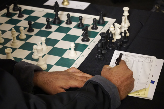 Chess grandmaster Timur Gareyev playing a 10 person blindfold