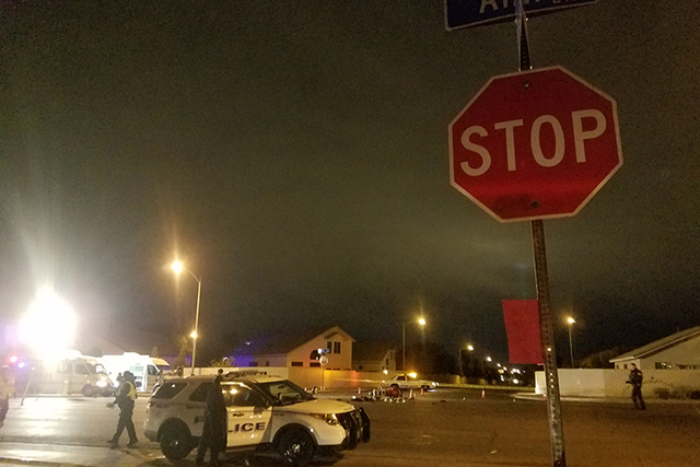 The scene of a fatal three-vehicle accident on Thursday, Dec. 1, 2016. (Mike Shoro/Las Vegas Review-Journal) @mike_shoro