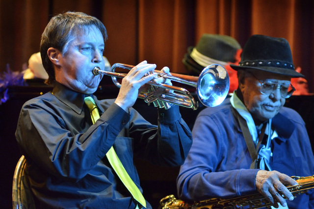 Musicians Bill King, left, and Don Hill perform with Jazzin’ Jeanne Brei and The Speakeasy Swingers at the Italian American Club, 2333 E. Sahara Ave., June 2, 2016. Bill Hughes/View