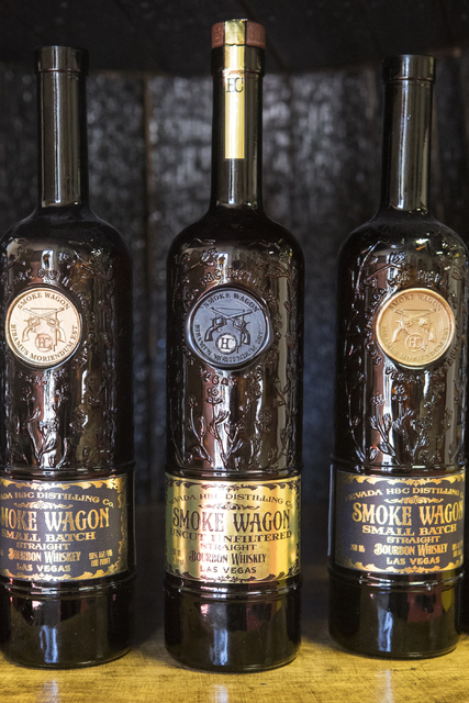 A bottle of bourbon from the Nevada H&C Distilling Co. is shown on Tuesday, Oct. 18, 2016, in Las Vegas. Loren Townsley/Las Vegas Review-Journal Follow @lorentownsley