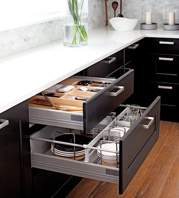 Organize Cabinets with Pull-Out Drawers