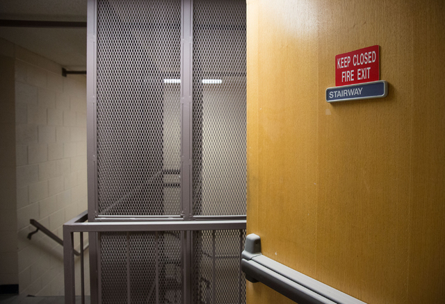 A stairwell inside Stein Hospital, a closed mental health hospital on the campus of Rawson-Neal Psychiatric Hospital, is photographed Friday, Jan. 23, 2015. The facility is being remodeled and is  ...