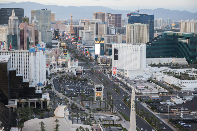 The Strip seen from the Foundation Room at the top of the Mandalay Bay hotel-casino in Las Vegas on Wednesday, May 27, 2015. (Martin S. Fuentes/Las Vegas Review-Journal)