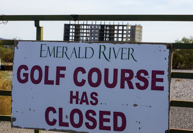 The abandoned Emerald River resort tower near the banks of the Colorado River in Laughlin on Tuesday, Dec. 6, 2016. The project has been shut down for almost 30 years. (Jeff Scheid/Las Vegas Revie ...