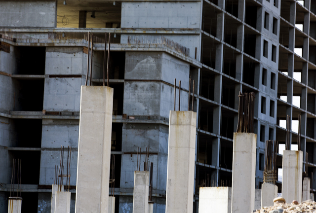 The abandoned Emerald River resort tower near the banks of the Colorado River in Laughlin on Tuesday, Dec. 6, 2016. The project has been shut down for almost 30 years. (Jeff Scheid/Las Vegas Revie ...